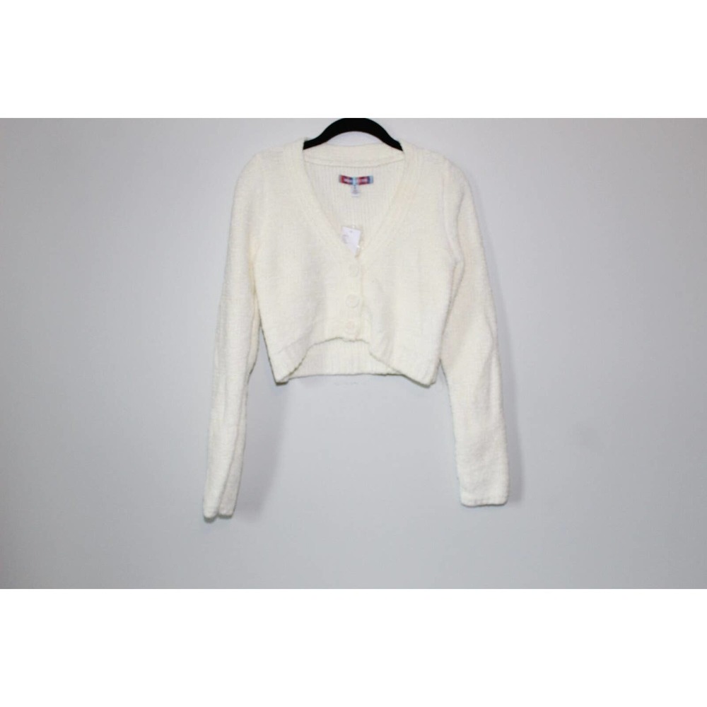 NWT Urban Outfitters Dina Crop Cardigan Ivory Chenille Size Medium H14089 - Picture 2 of 16